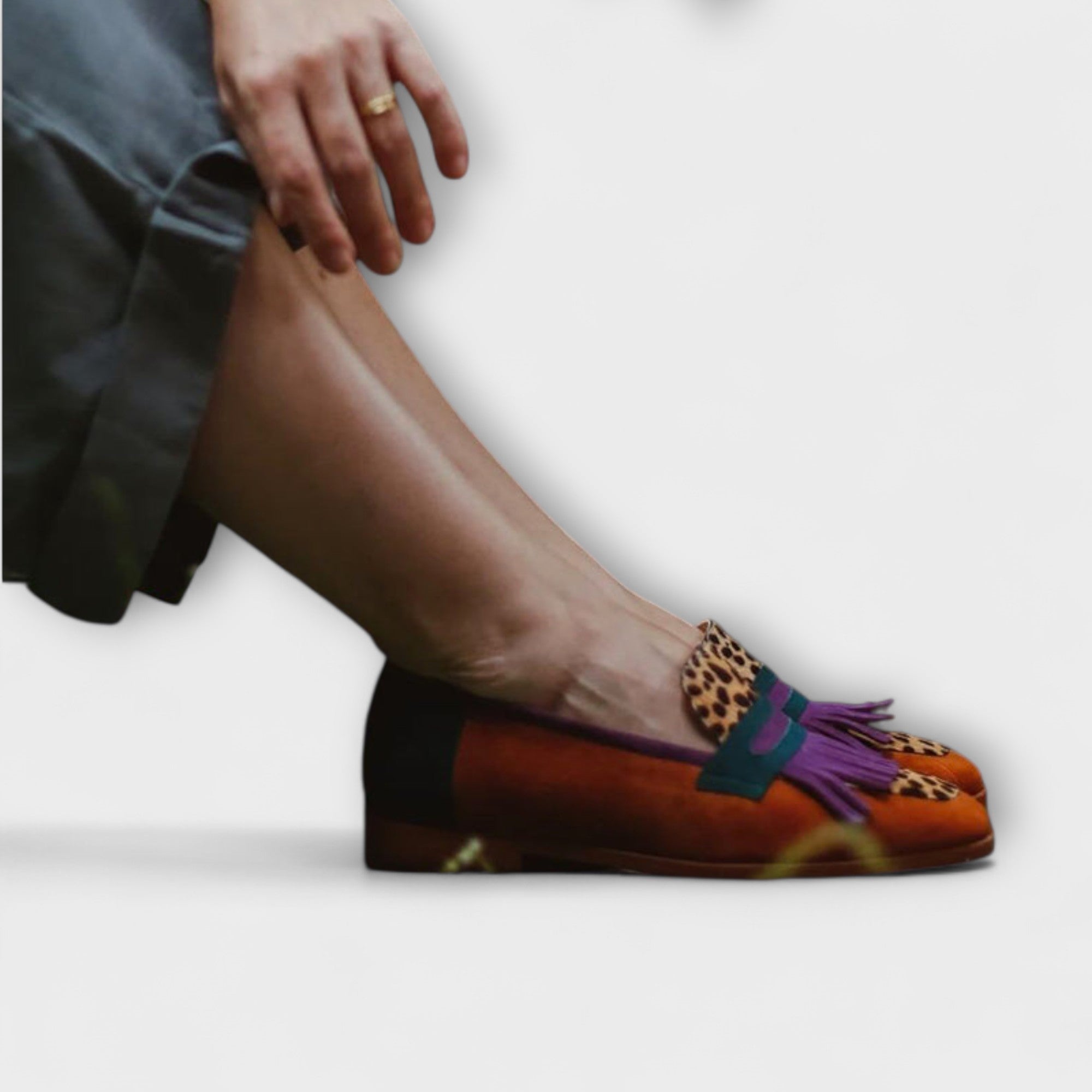 Grace | Brown Moccasin with Leopard Print