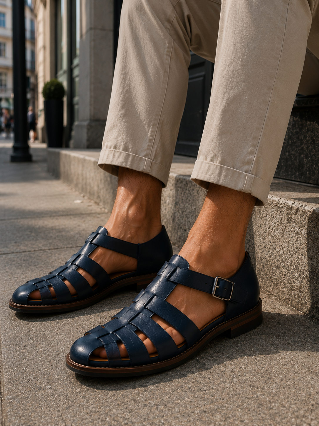 Men's Closed Toe Fisherman Sandals - Classic Summer Footwear For Casual Everyday Wear