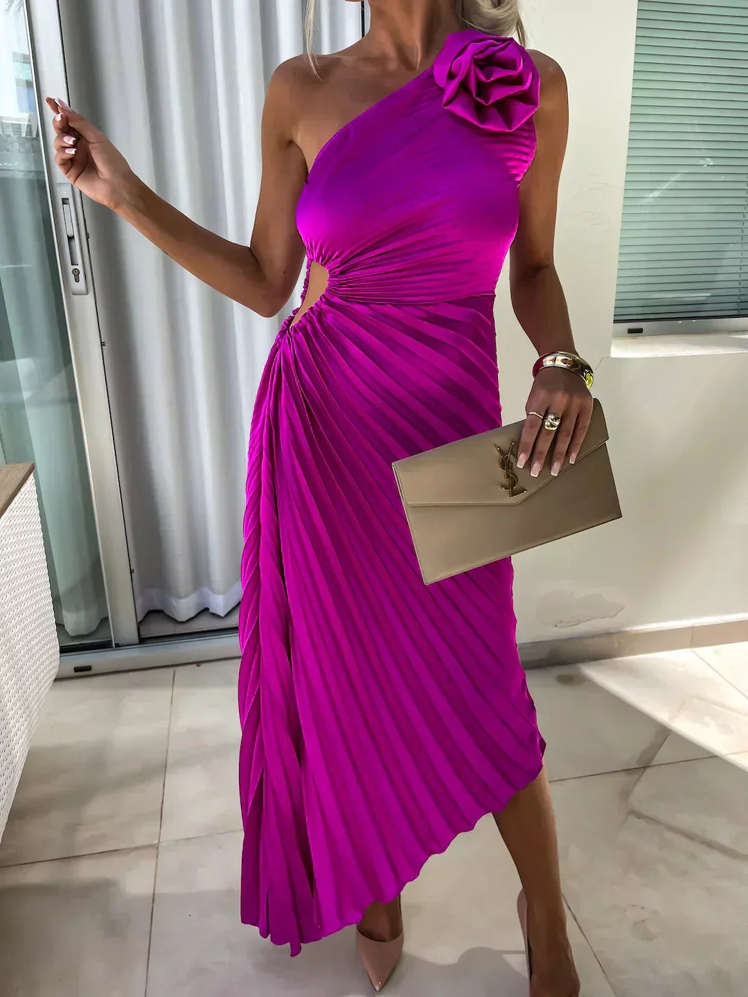 Maisie | Stylish One-Shoulder Pleated Dress