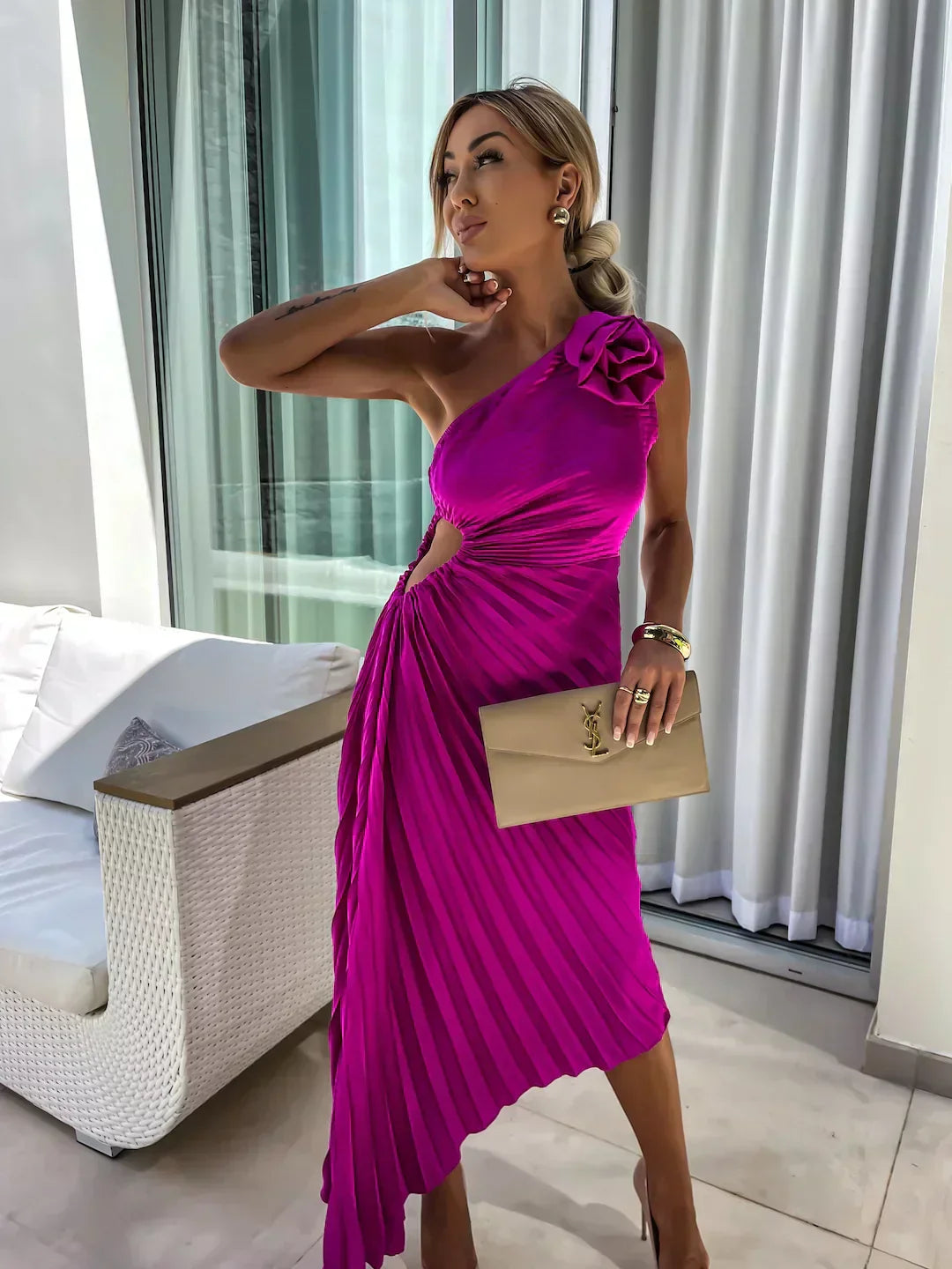 Maisie | Stylish One-Shoulder Pleated Dress