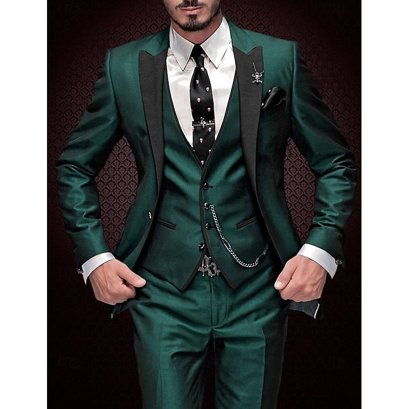 Men's Elegant Three-piece Tailored Suit Set - Formal Occasion Wear For Weddings And Special Events