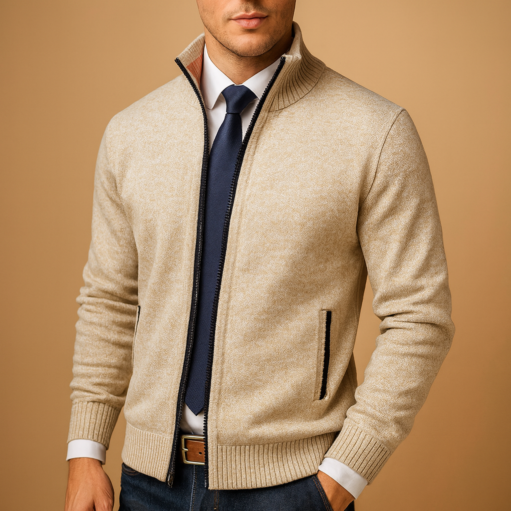 Men's Classic Zip-up Cardigan – A Timeless Knit Jacket For Fall, Winter, Everyday Wear, And Smart-casual Style