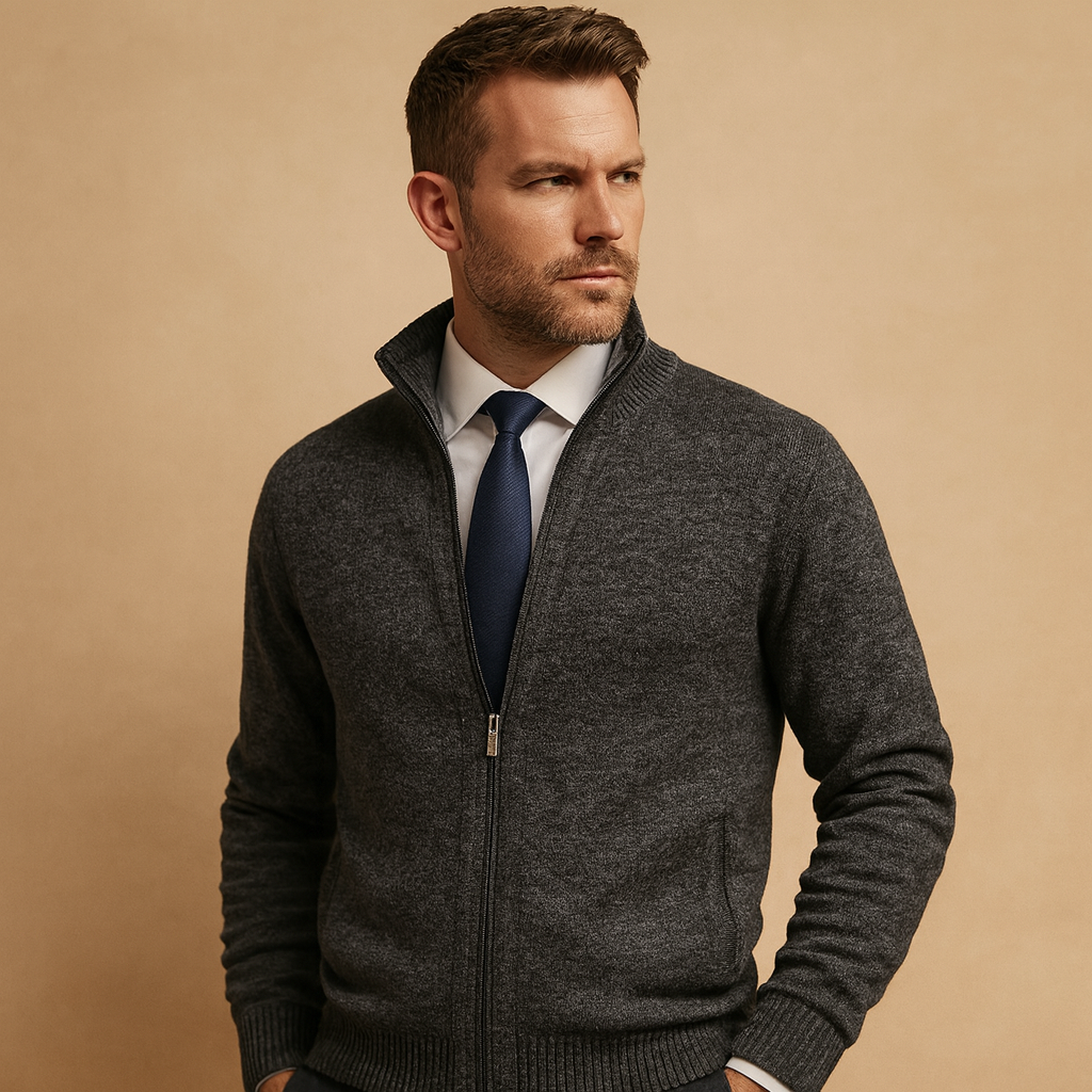 Men's Classic Zip-up Cardigan – A Timeless Knit Jacket For Fall, Winter, Everyday Wear, And Smart-casual Style