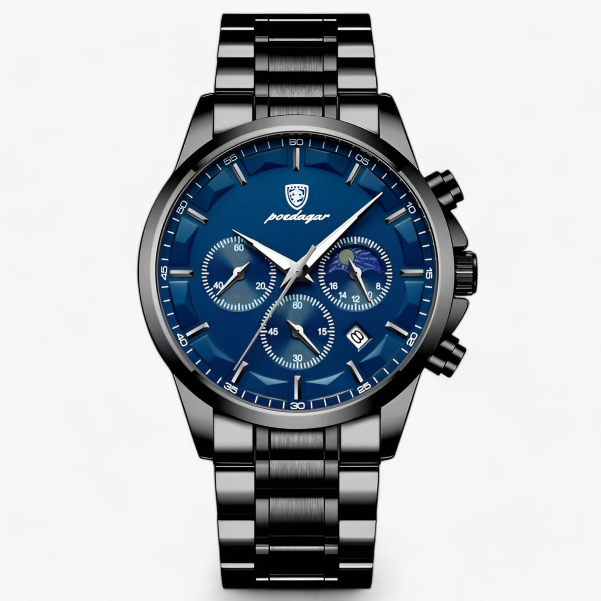 Men's Waterproof Chronograph Watch With Luminous Dial And Leather Strap – A Stylish Wristwatch For Everyday Use, Work, And Leisure