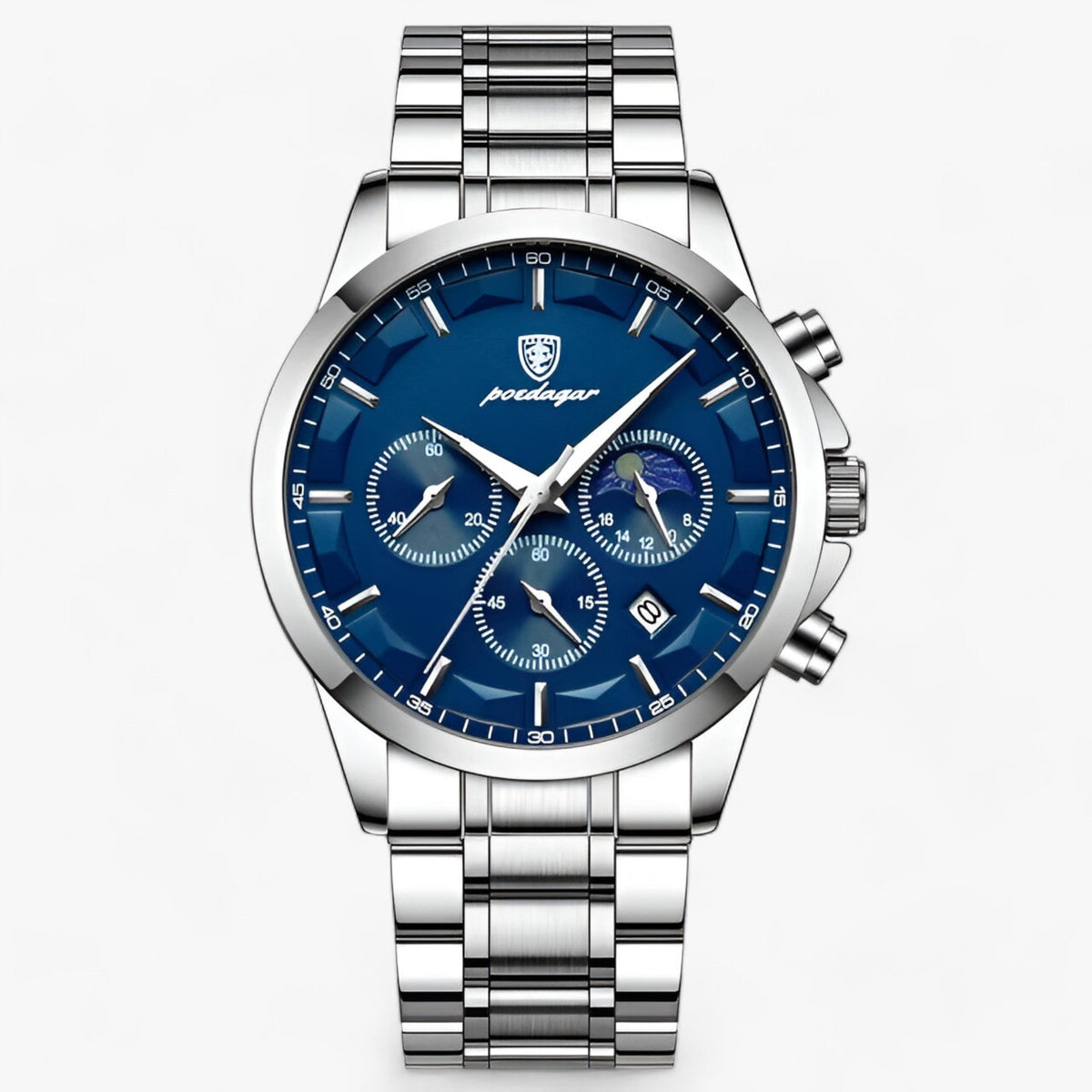 Men's Waterproof Chronograph Watch With Luminous Dial And Leather Strap – A Stylish Wristwatch For Everyday Use, Work, And Leisure