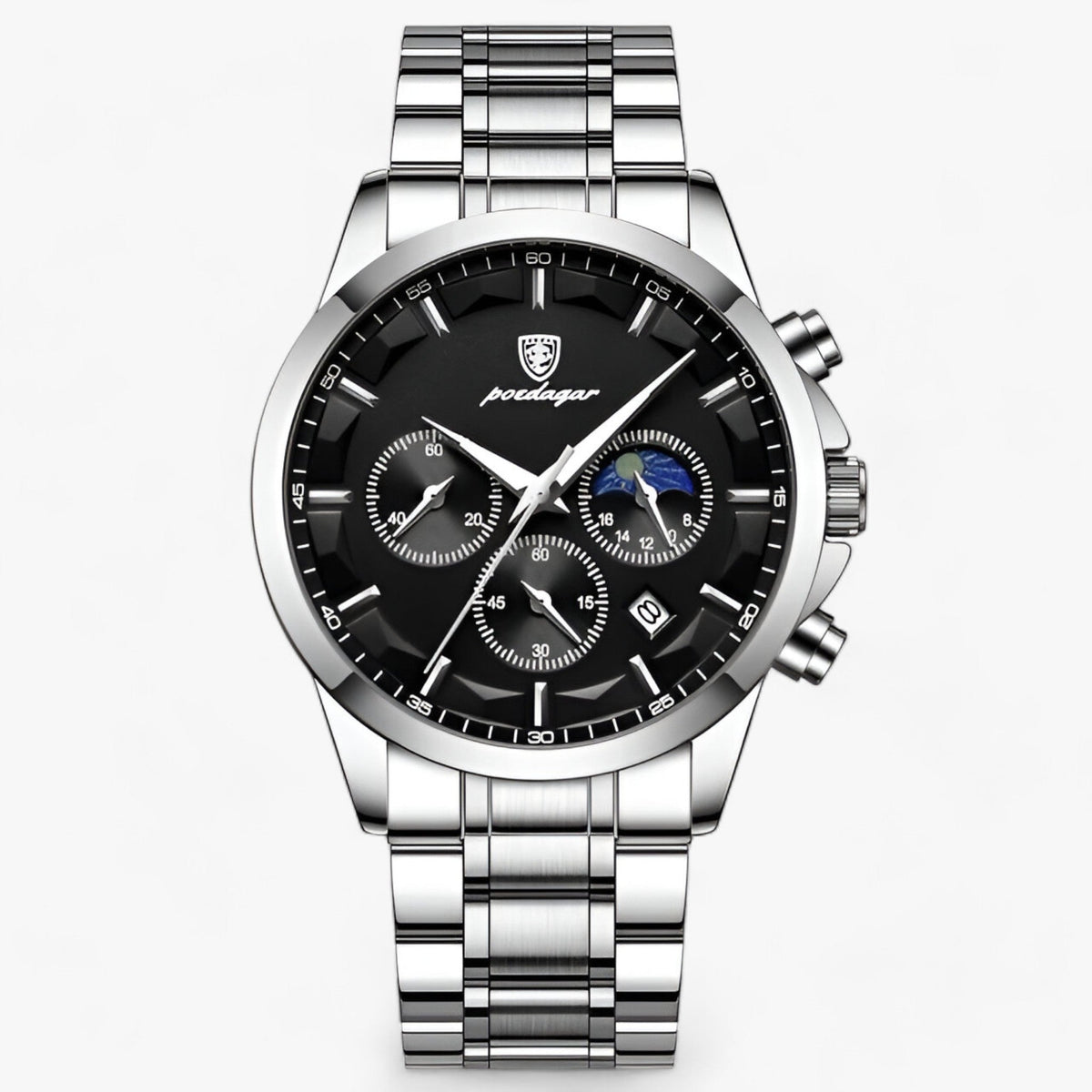 Men's Waterproof Chronograph Watch With Luminous Dial And Leather Strap – A Stylish Wristwatch For Everyday Use, Work, And Leisure