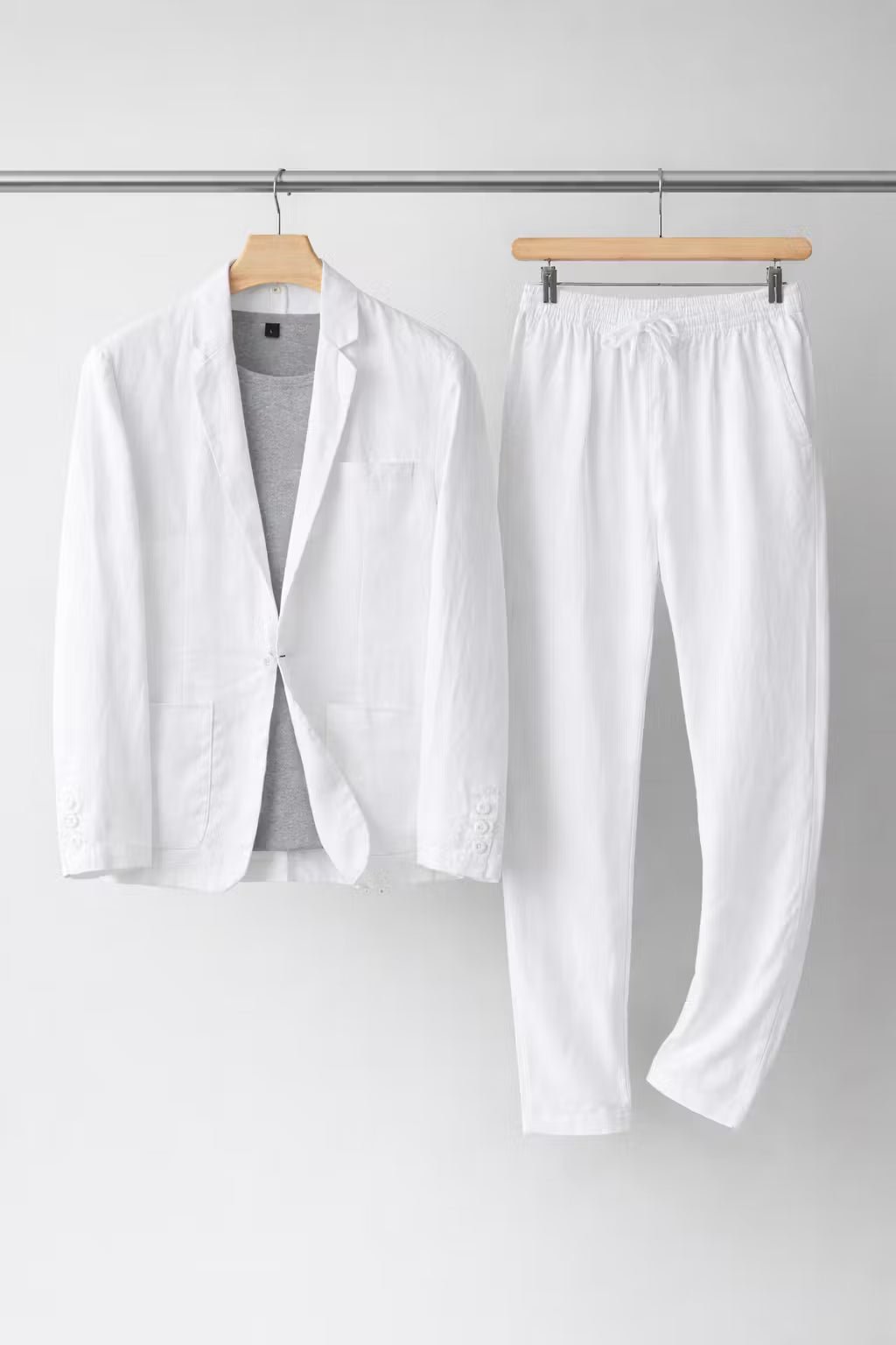 Men's Linen Suit Set - Breathable Relaxed Blazer And Trousers For Summer Weddings And Events
