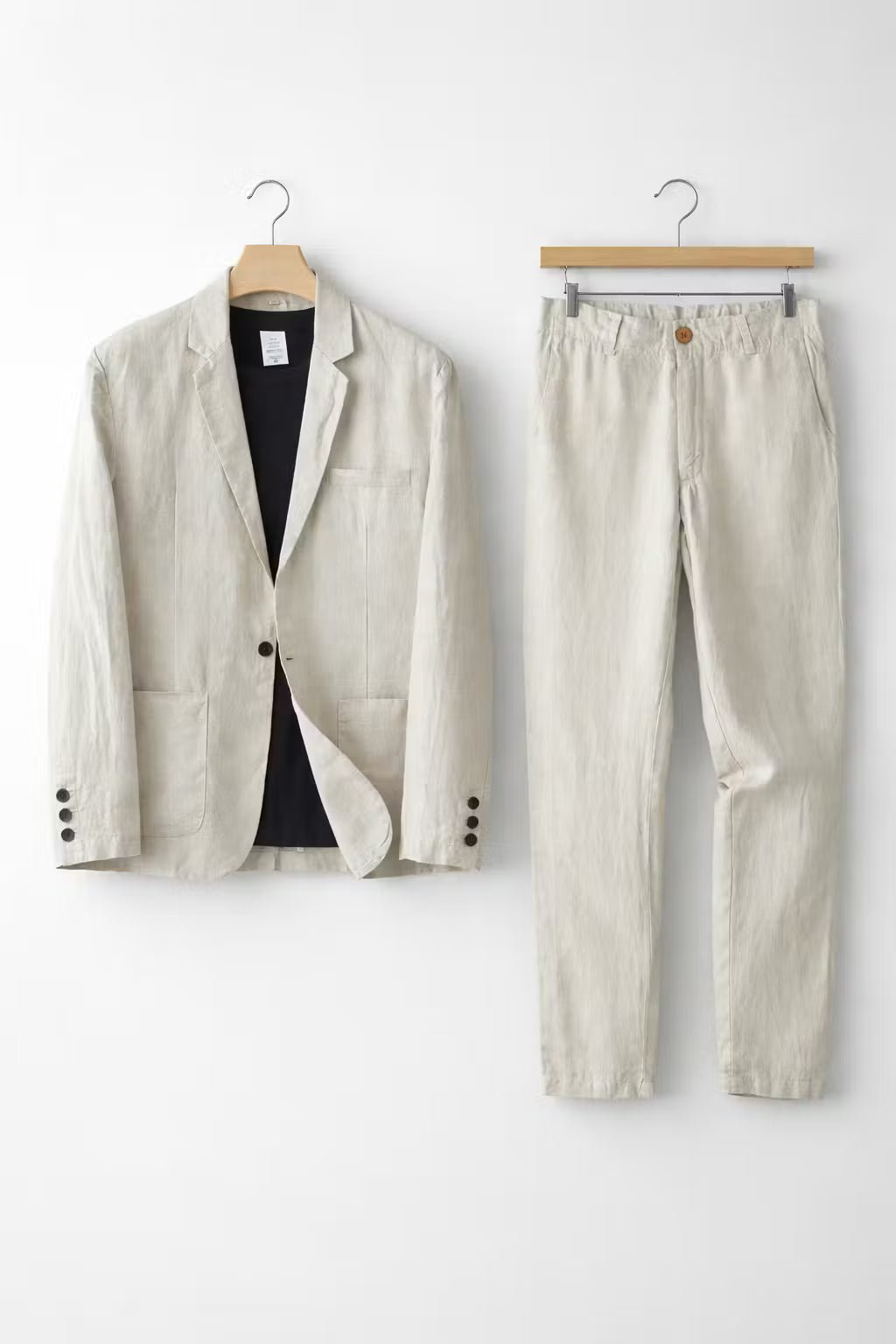 Men's Linen Suit Set - Breathable Relaxed Blazer And Trousers For Summer Weddings And Events