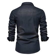 Men's Long-sleeved Denim Shirt With Button Closure And Chest Pockets – A Classic Shirt For Everyday Wear, Leisure, And Casual Style