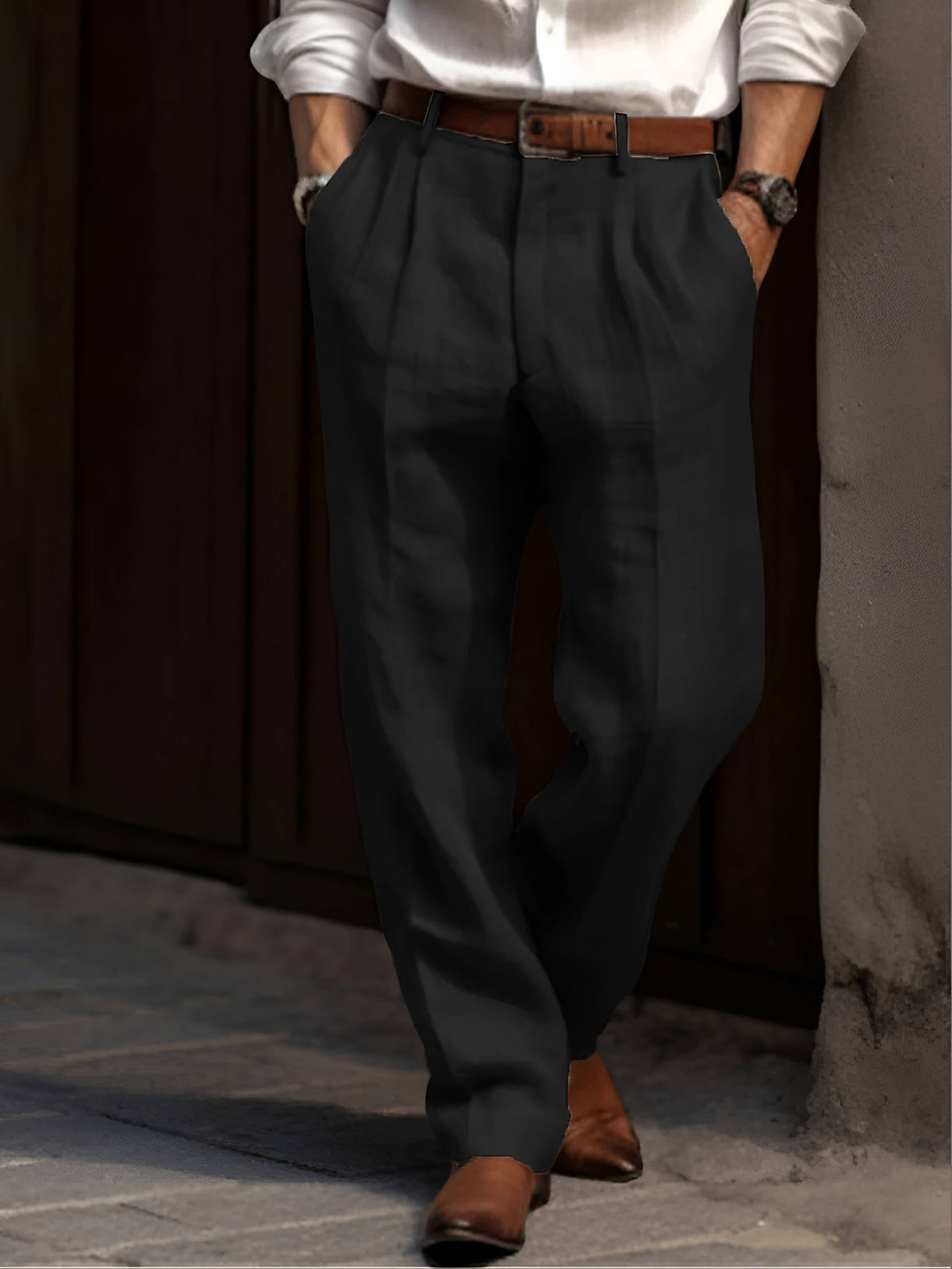 Men's Lightweight Tailored Pants With A Double-pleat And Straight Legs – Stylish Pants For The Office, Everyday Wear, And Smart-casual Looks