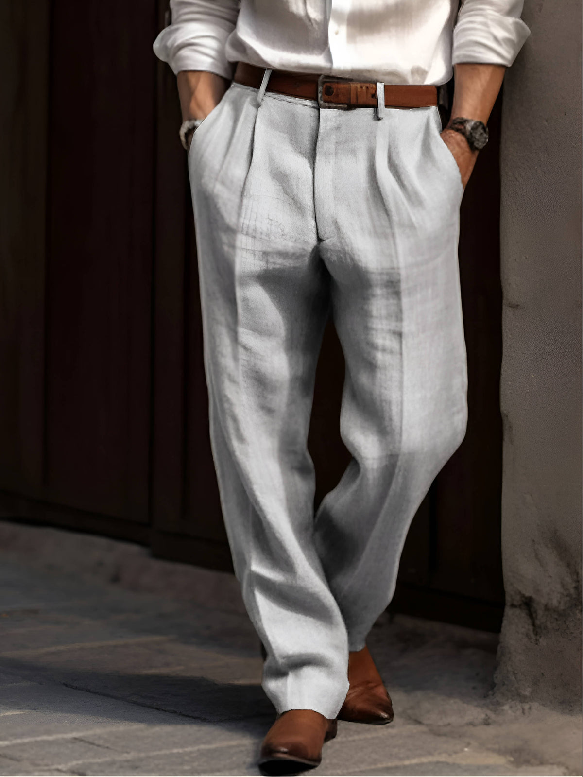 Men's Lightweight Tailored Pants With A Double-pleat And Straight Legs – Stylish Pants For The Office, Everyday Wear, And Smart-casual Looks