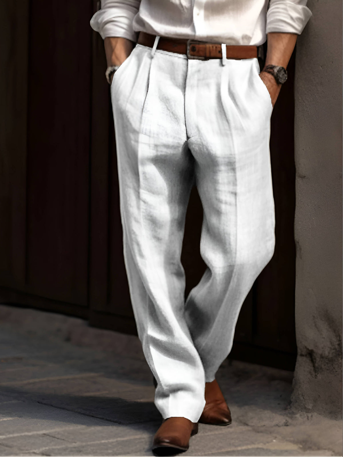 Men's Lightweight Tailored Pants With A Double-pleat And Straight Legs – Stylish Pants For The Office, Everyday Wear, And Smart-casual Looks