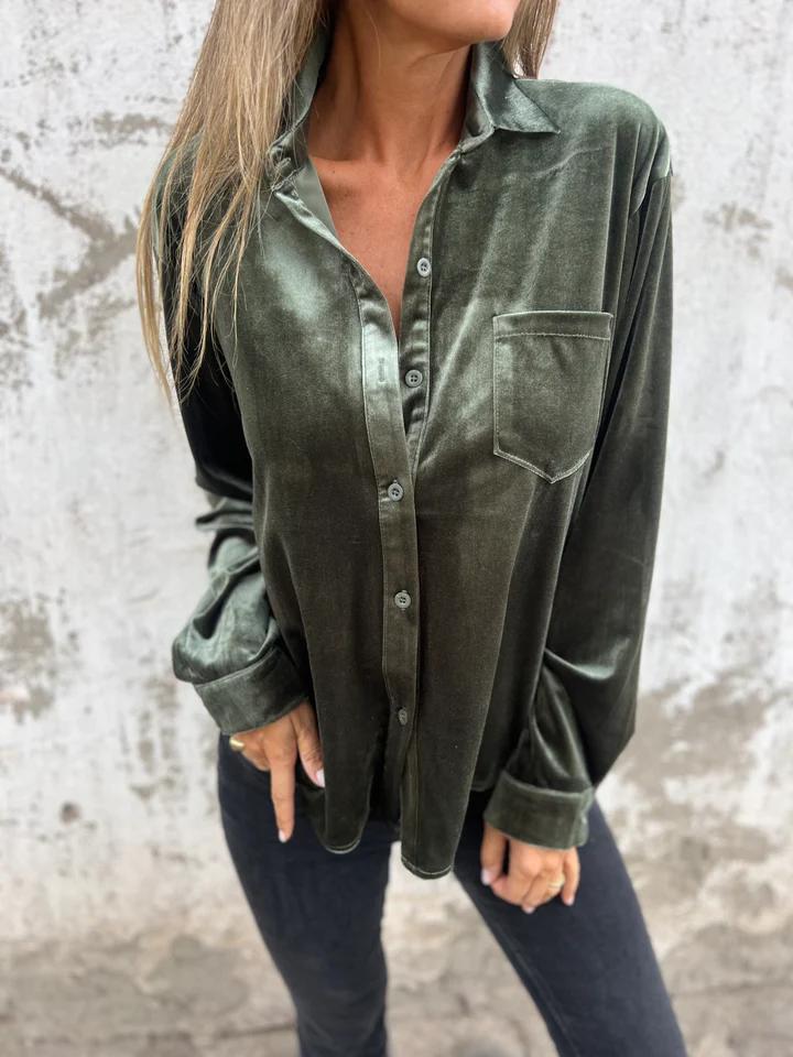 Estelle | Velvet Shirt with Buttons