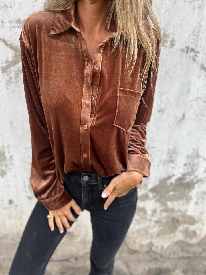 Estelle | Velvet Shirt with Buttons