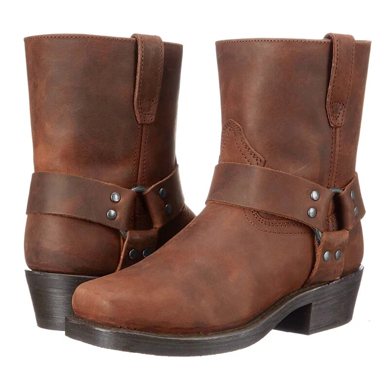 Men's Western Leather Boots - Stylish Durable Everyday Boots For Outdoor Adventure Wear