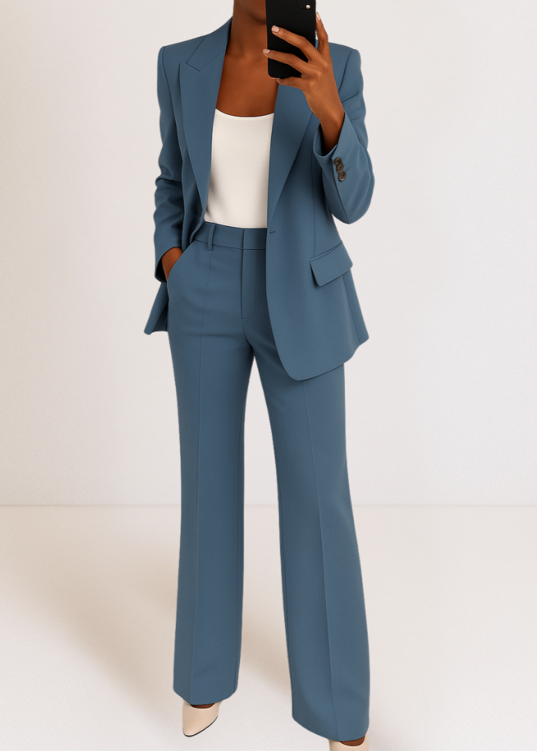 Women's Tailored Blazer And Trouser Co-ord Set - Smart Casual Lounge Outfit For Everyday Wear