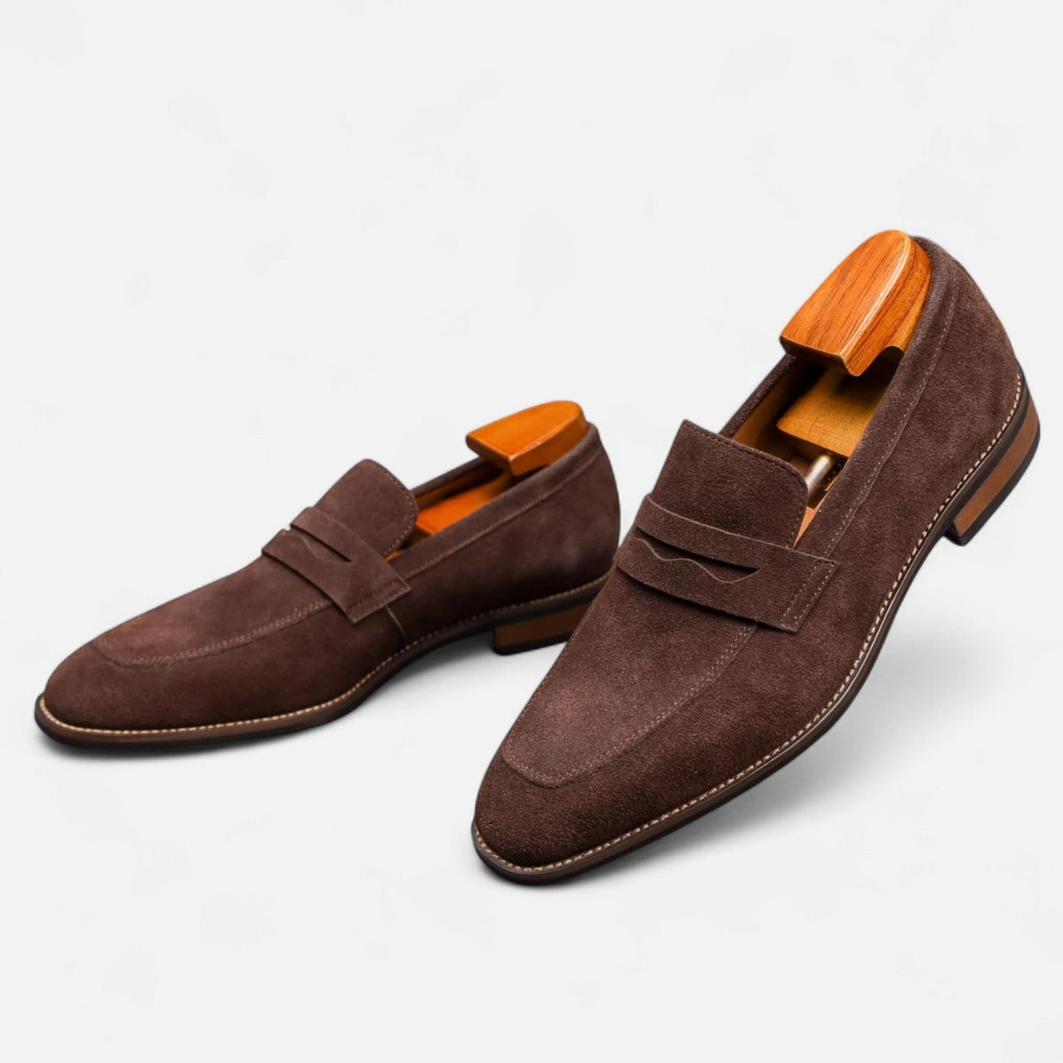Men's Suede Loafers With Penny Detail – Classic Slip-on Shoes For The Office, Everyday Wear, Parties, And Smart-casual Style
