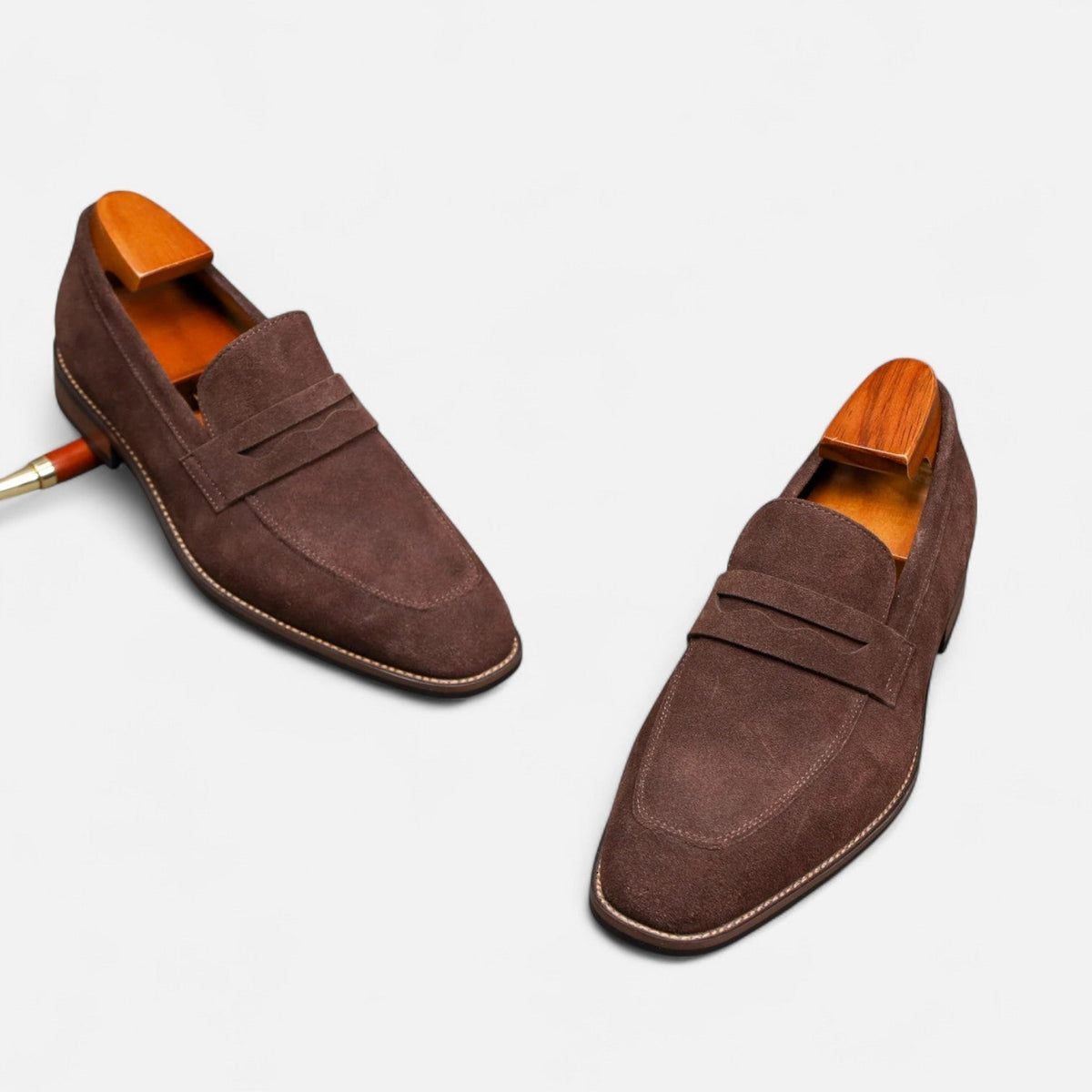 Men's Suede Loafers With Penny Detail – Classic Slip-on Shoes For The Office, Everyday Wear, Parties, And Smart-casual Style