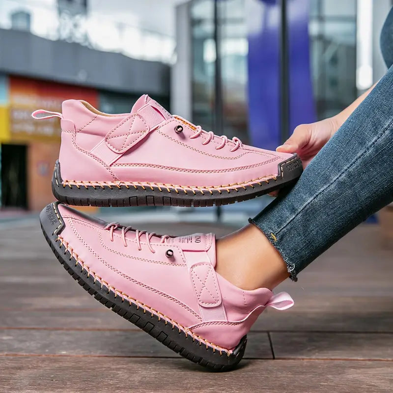Women's Orthopedic Leather Sneakers - Comfortable Everyday Walking Shoes For Casual Wear