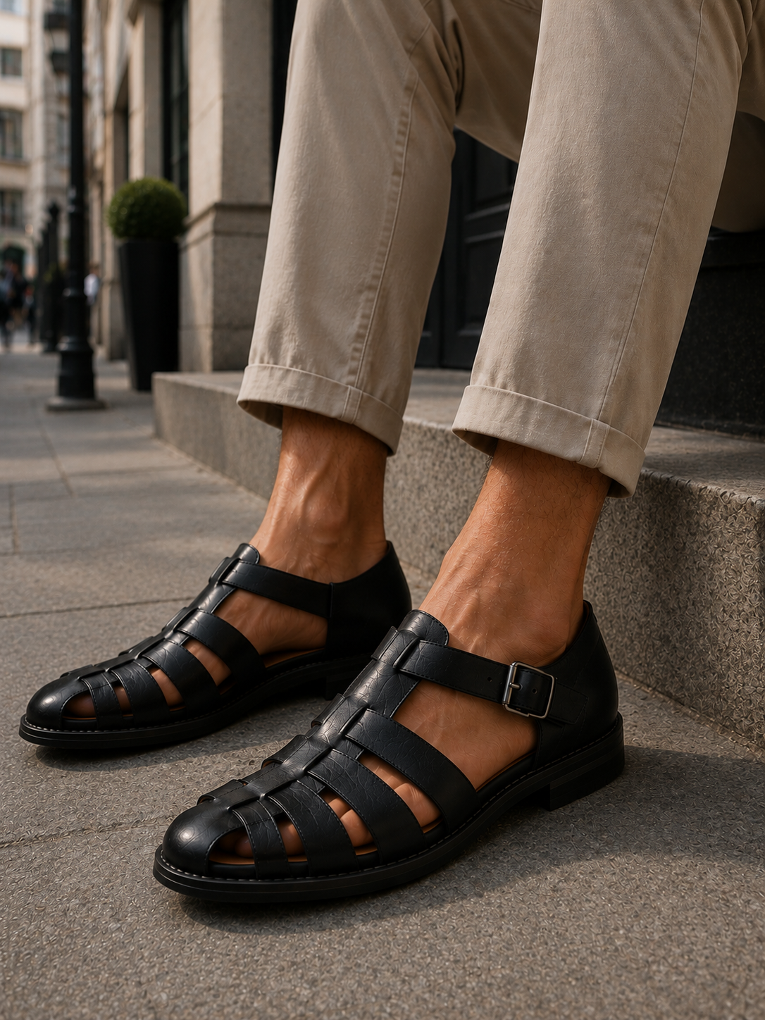Men's Closed Toe Fisherman Sandals - Classic Summer Footwear For Casual Everyday Wear