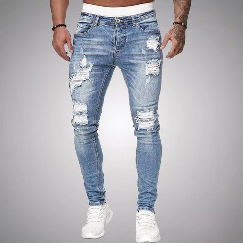 Men's Slim-fit Jeans With Stretch And Ripped Details – Comfortable Jeans For Everyday Wear, Leisure, And Casual Style