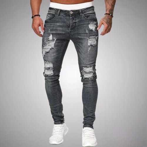 Men's Slim-fit Jeans With Stretch And Ripped Details – Comfortable Jeans For Everyday Wear, Leisure, And Casual Style