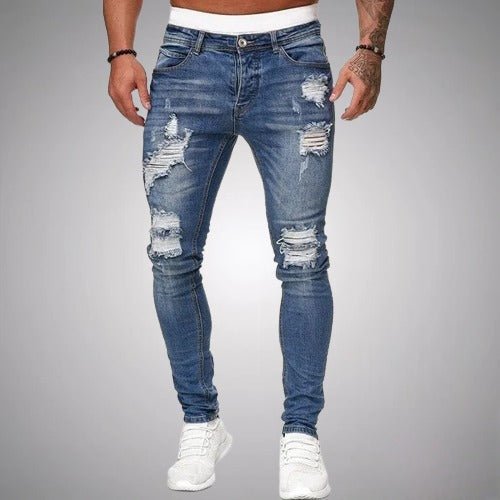 Men's Slim-fit Jeans With Stretch And Ripped Details – Comfortable Jeans For Everyday Wear, Leisure, And Casual Style