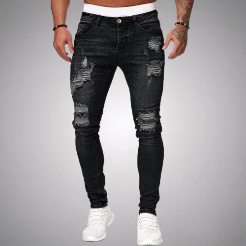 Men's Slim-fit Jeans With Stretch And Ripped Details – Comfortable Jeans For Everyday Wear, Leisure, And Casual Style