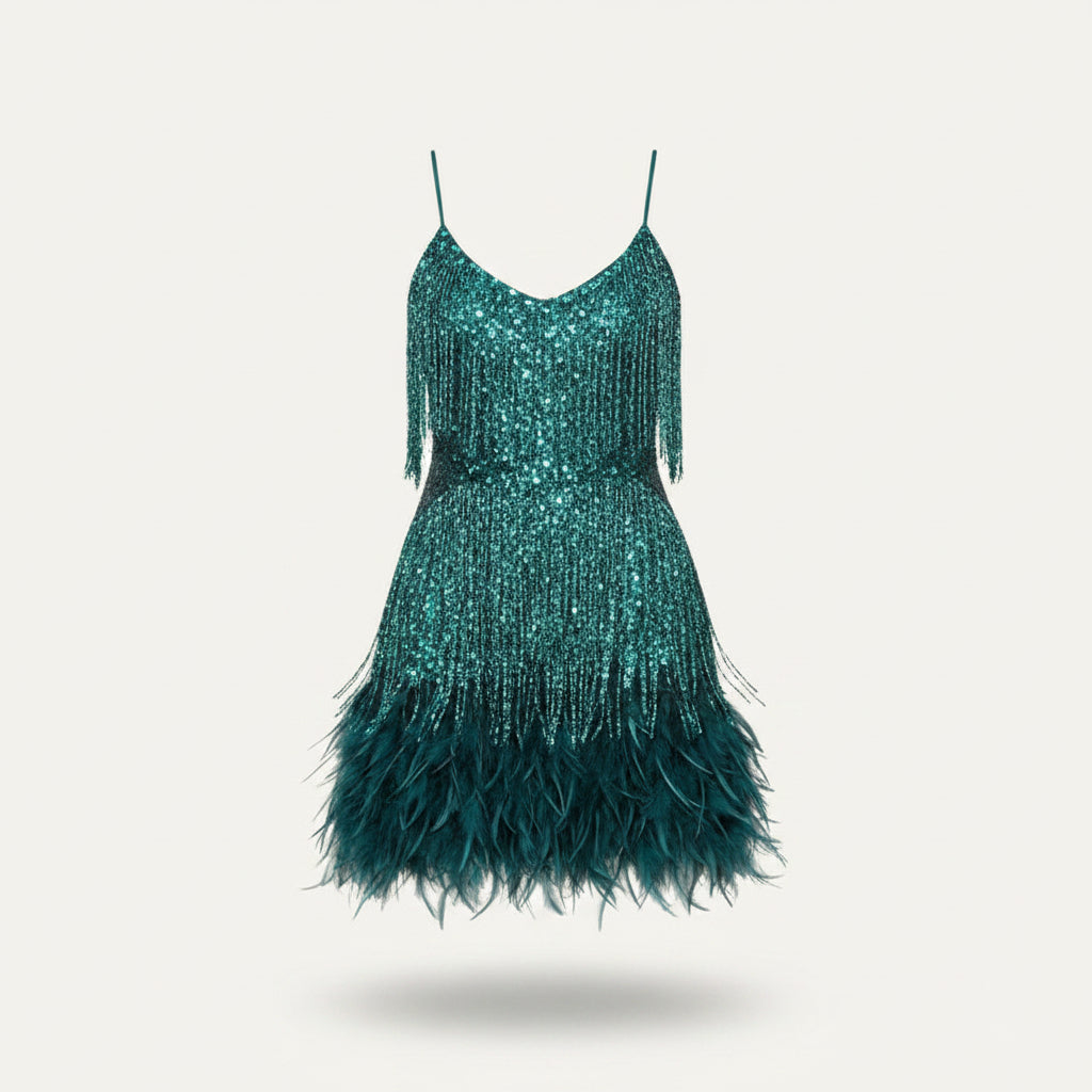 Women's Sequined Dress With Thin Straps And A Form-fitting Silhouette – An Elegant Party Dress For Cocktail Parties, Evening Wear, And Special Occasions
