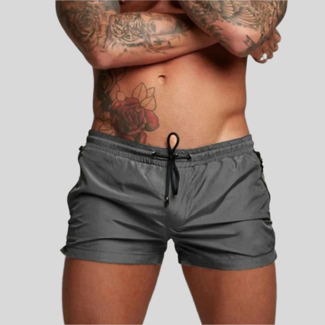 Men's Short Swim Shorts With A Drawstring Waist And Zippered Pockets – Practical Shorts For The Beach, Vacation, Swimming, And Summer Wear