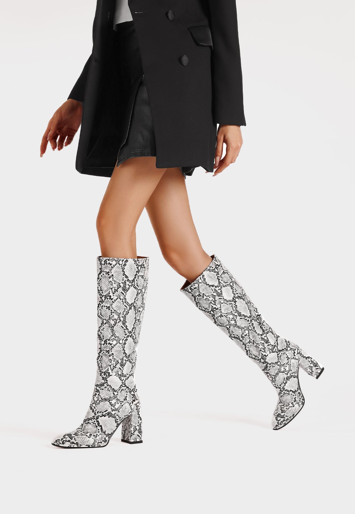 Loretta - High Heeled Women's Python Print Boots