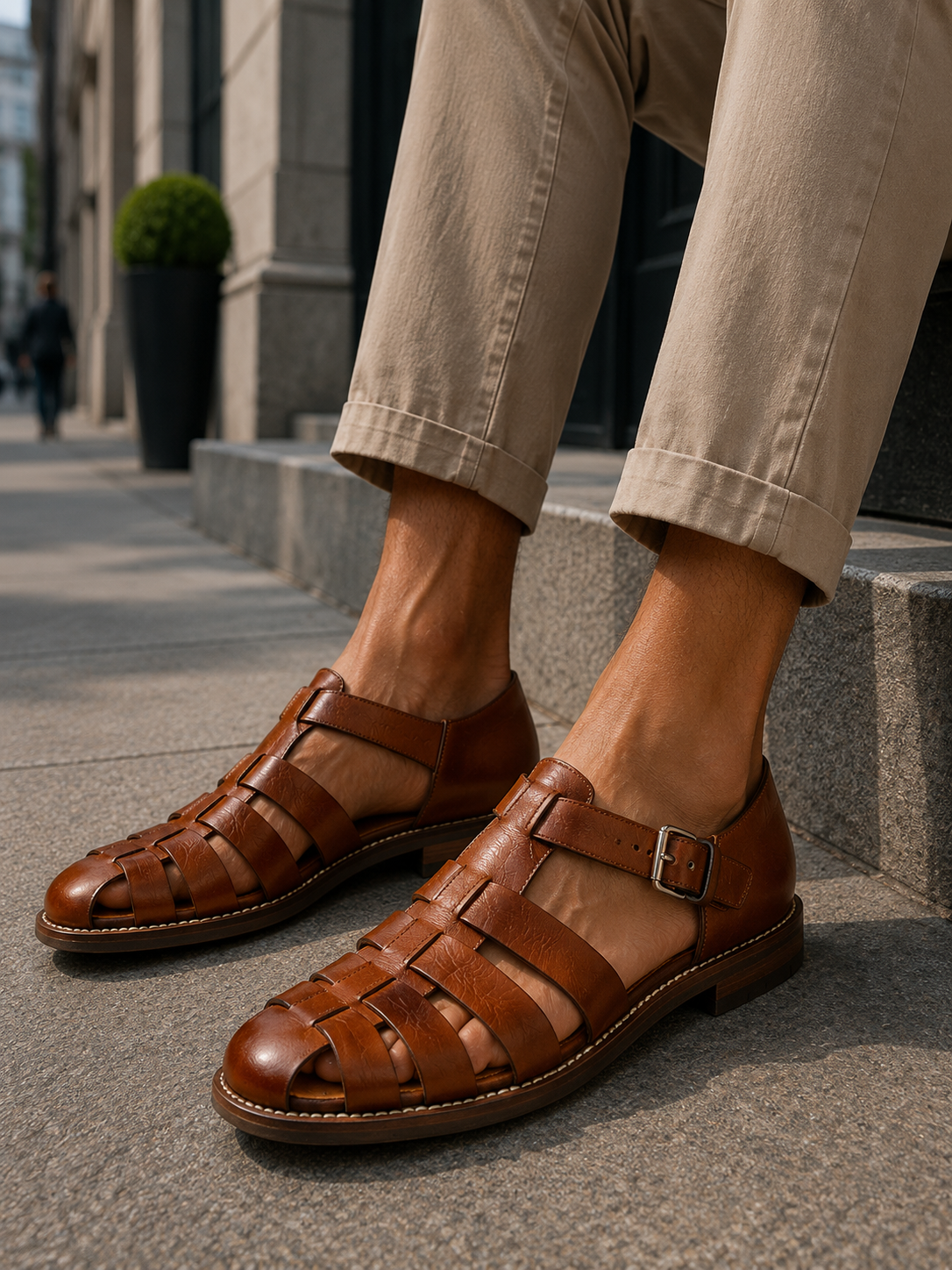 Men's Closed Toe Fisherman Sandals - Classic Summer Footwear For Casual Everyday Wear