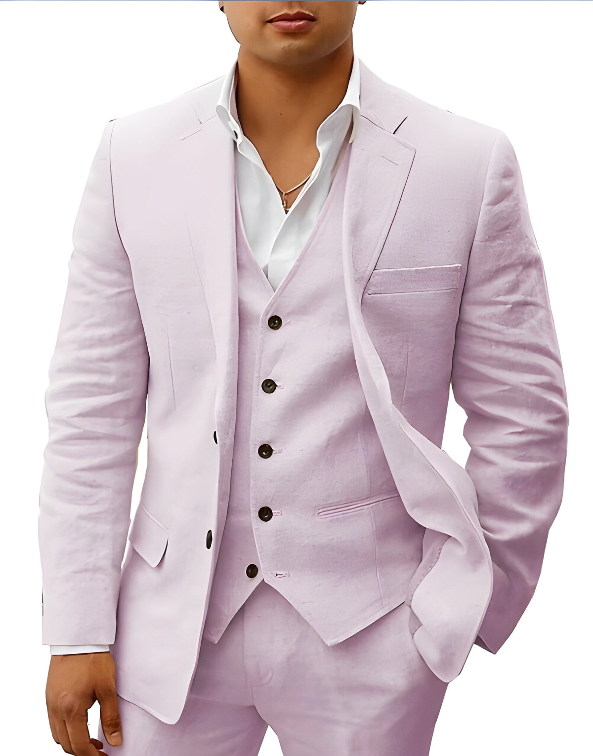 Men's Three-Piece Notch Lapel Tailored Wedding Suit - Formal Suit Set for Special Occasions