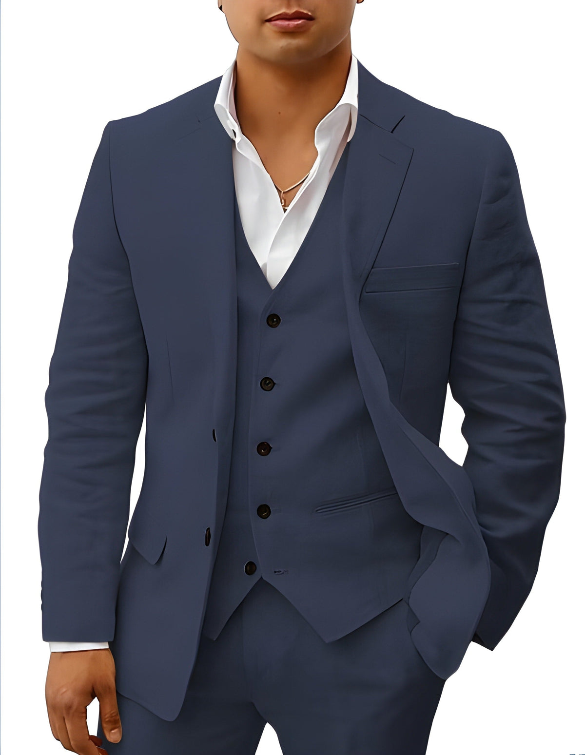 Men's Three-Piece Notch Lapel Tailored Wedding Suit - Formal Suit Set for Special Occasions