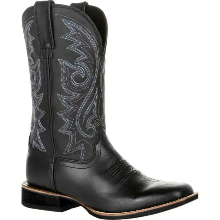 Women's Western Cowboy Boots With An Embroidered Design And A Mid-height Shaft – Casual Boots For Everyday Wear, Festivals, And Leisure