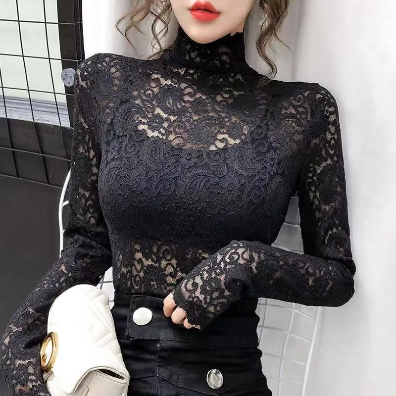 Milena - Elegant Long Sleeve Lace Top for Women