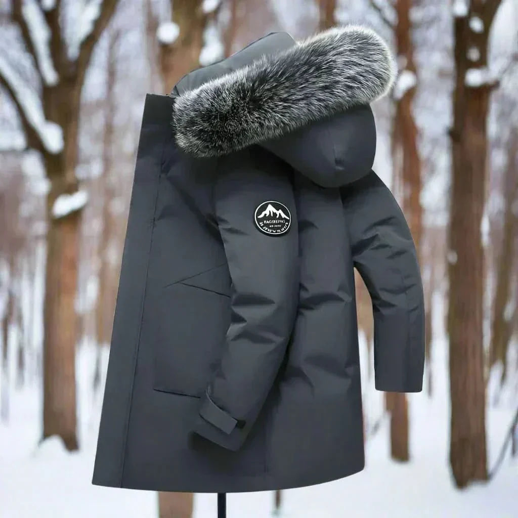 Men's Water-repellent Winter Parka - Long Hooded Coat For Outdoor Wear