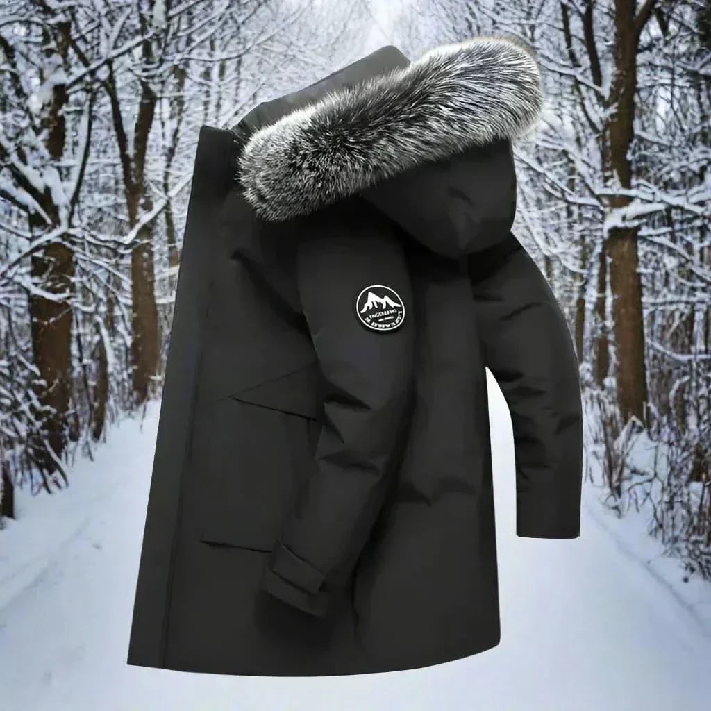 Men's Water-repellent Winter Parka - Long Hooded Coat For Outdoor Wear