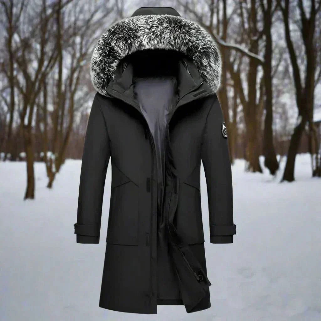 Men's Water-repellent Winter Parka - Long Hooded Coat For Outdoor Wear
