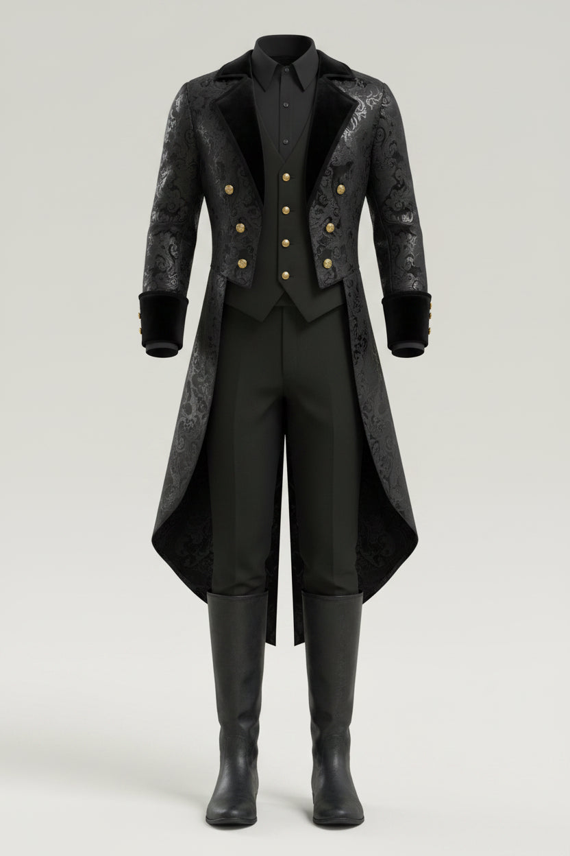 Men's Victorian Black Costume Jacket – Elegant Halloween Costume For Theme Parties, Costume Events, And Halloween Celebrations