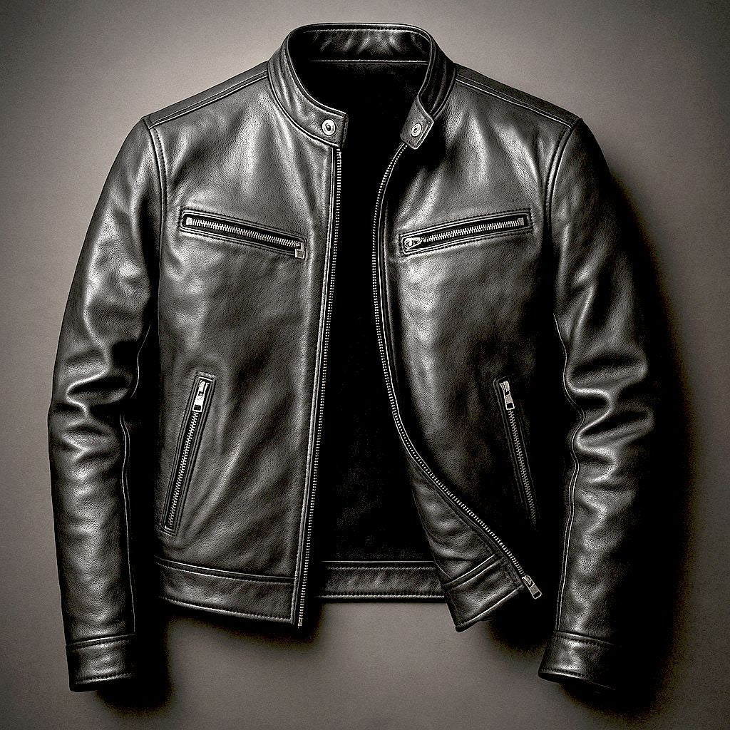 Men's Vintage Leather Biker Jacket With A Distressed Look – Classic Motorcycle Jacket For Fall, Winter, Everyday Wear, And Leisure