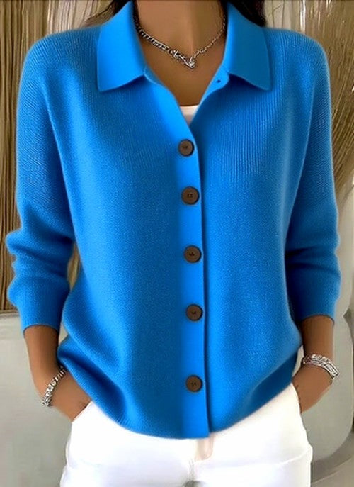 Women's Knitted Cardigan With Button Closure And Relaxed Collar – A Soft And Versatile Cardigan For Everyday Wear, The Office, And Layered Looks