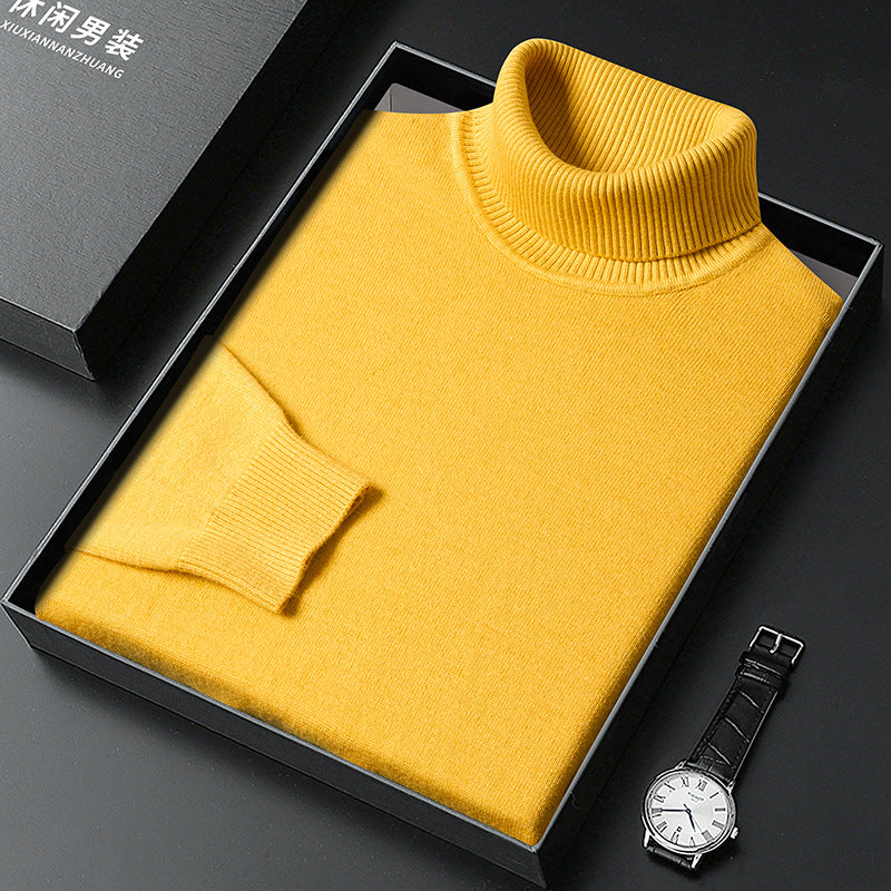 Men's cashmere-blend turtleneck knit sweater with a ribbed texture – An elegant and warm knit for fall, winter, everyday wear, and smart-casual style