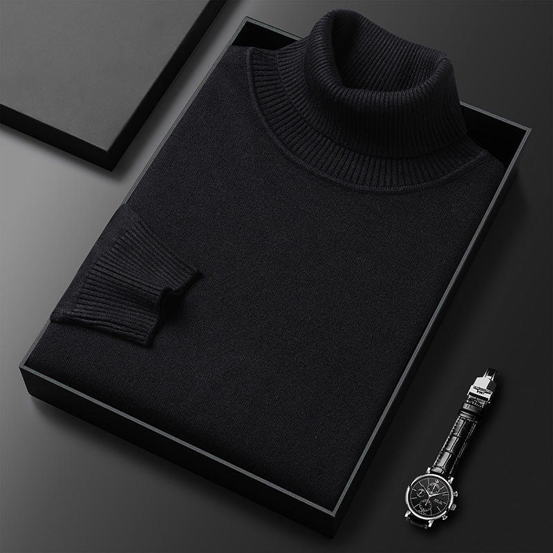 Men's cashmere-blend turtleneck knit sweater with a ribbed texture – An elegant and warm knit for fall, winter, everyday wear, and smart-casual style