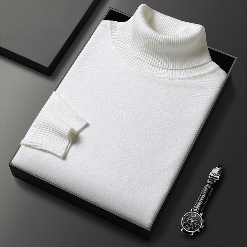 Men's cashmere-blend turtleneck knit sweater with a ribbed texture – An elegant and warm knit for fall, winter, everyday wear, and smart-casual style