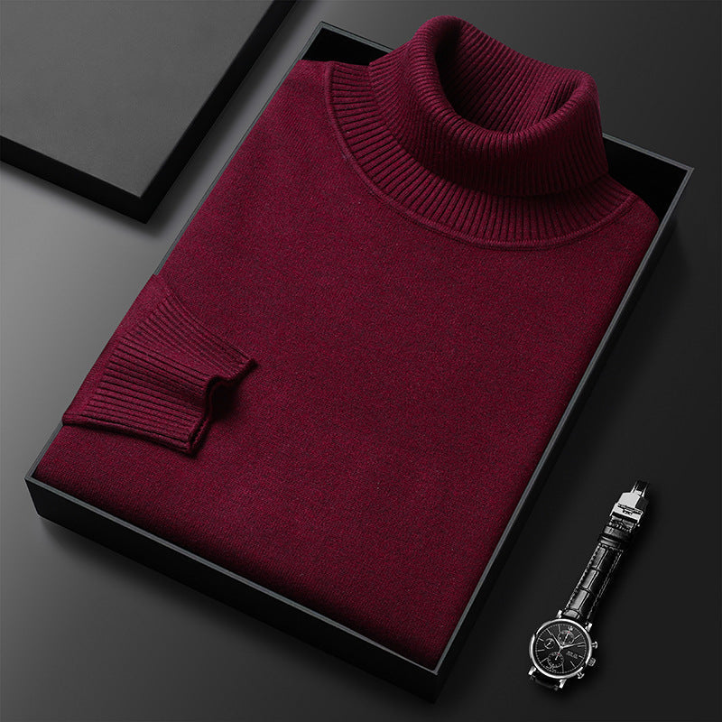 Men's cashmere-blend turtleneck knit sweater with a ribbed texture – An elegant and warm knit for fall, winter, everyday wear, and smart-casual style